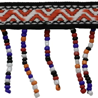 Glorex Girlande mit Perlen bunt 1 Meter, schwarzes Band