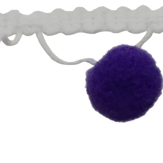 Glorex Pompon Girlande 1 m weißes Band bunt, 1 m, weißes Band