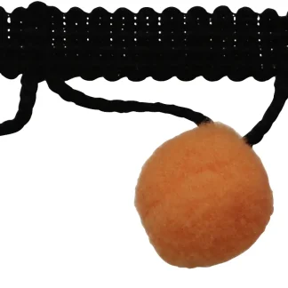 Glorex Pompon Girlande 1 m schwarzes Band bunt, 1 m, schwarzes Band