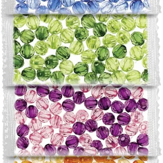 Glorex Kunststoff Perlen transparent 50 g, bunt, 6mm