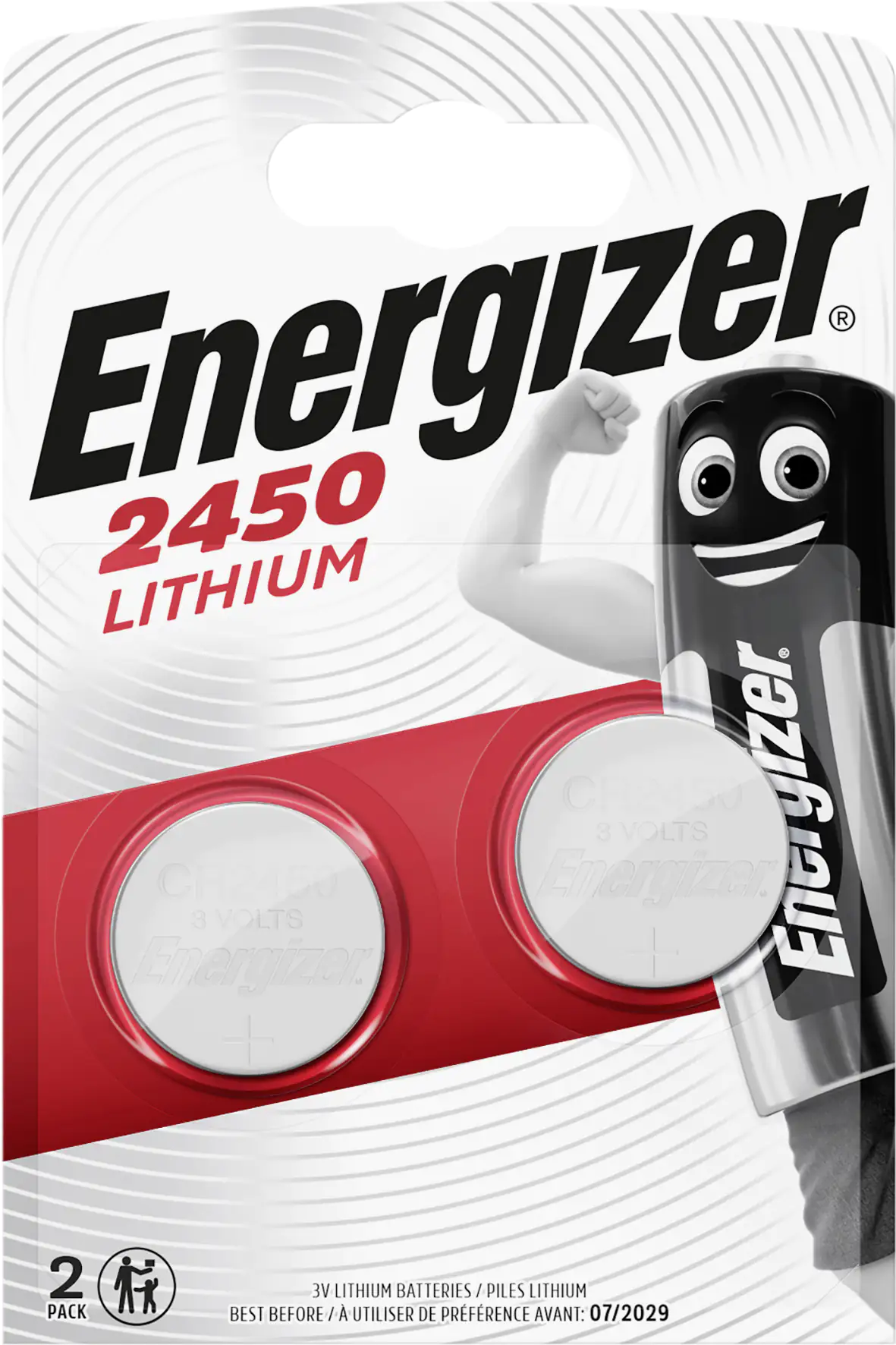 Energizer Knopfzelle CR 2450 Lithium, 3 V, 2er Pack