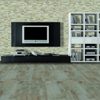 Bodenfliese Feinsteinzeug Ruggine 31 x 62 cm grau