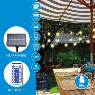 Grundig LED Solar Lichterkette mit 50 Leuchtköpfen