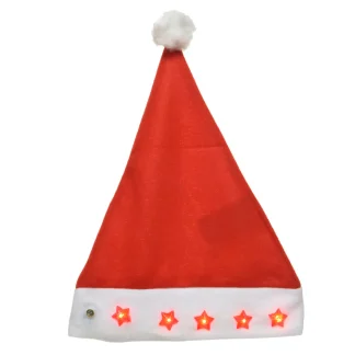 Kaemingk Weihnachtsmannmütze mit Sternen rot 40 cm