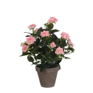 Mica künstlicher Rosenstrauch rosa im Blumentopf 33 x 25 cm