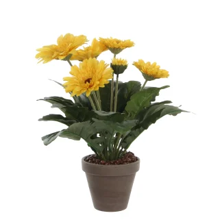 Mica Kunstpflanze Gerbera im Topf gelb, 35 x 30 cm