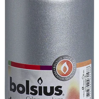 Bolsius Stumpenkerze silber, Höhe 13 cm, Ø 6,8 cm