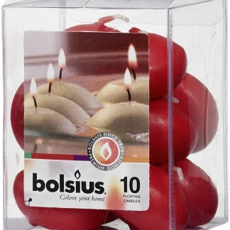 Bolsius Schwimmkerzen rot, Höhe 3 cm, Ø 4 cm, 10 er Pack