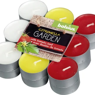 Bolsius Duftteelichte Citronella/Tomate, Höhe 2 cm, Ø 1,8 cm, 18er Pack