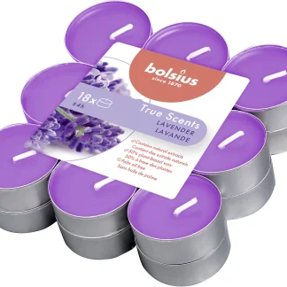 Bolsius Duftteelichte Lavendel, Höhe 1,15 cm, Ø 3,1 cm, 18er Pack