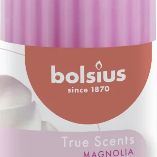 Bolsius True Scents Duft Stumpenkerze geriffelt Magnolie rosa, 12 cm