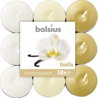 Bolsius Duftteelichte Vanille Ø 3,8 cm, 18er Pack