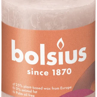 Bolsius Rustik Stumpenkerze nebeliges Rosa, Höhe: 8 cm, Ø 6,8 cm