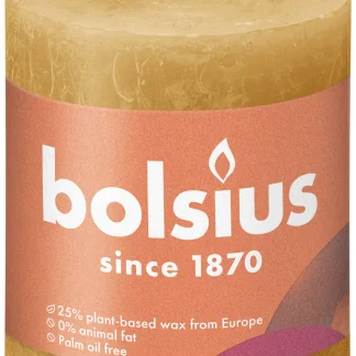 Bolsius Rustik Stumpenkerze honigwabengelb, Höhe: 8 cm, Ø 6,8 cm