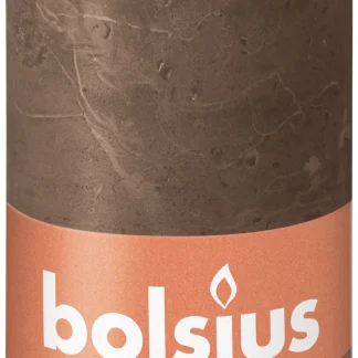 Bolsius Rustik Stumpenkerze wildleder braun, Höhe: 13 cm, Ø 6,8 cm
