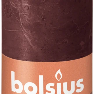 Bolsius Rustik Stumpenkerze samtrot, Höhe: 13 cm, Ø 6,8 cm