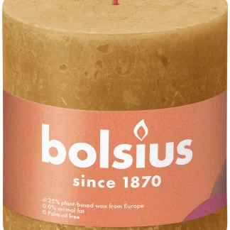 Bolsius Rustik Stumpenkerze honigwabengelb, Höhe: 10 cm, Ø 10 cm