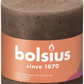 Bolsius Rustik Stumpenkerze wildleder braun, Höhe: 10 cm, Ø 10 cm