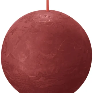 Bolsius Rustik Kugelkerze zartes rot, Durchmesser: 7,6 cm