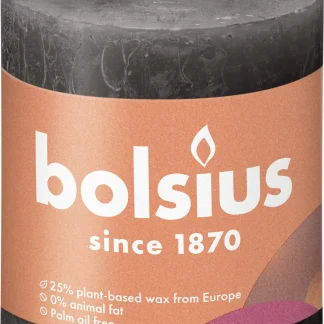 Bolsius Rustik Stumpenkerze stürmisches grau, Höhe: 8 cm, Ø 6,8 cm