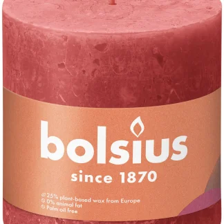 Bolsius Rustik Stumpenkerzen rosa Blüte, Höhe: 10 cm, Ø 10 cm