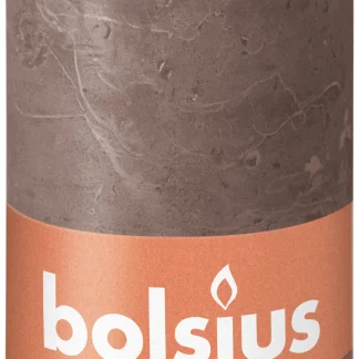 Bolsius Stumpenkerze Rustik Shine Rustikales Taupe 13 cm