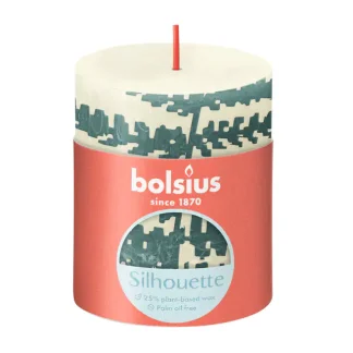 Bolsius Rustik Stumpenkerze Silhouette Weiche Perle + Farn 8 cm