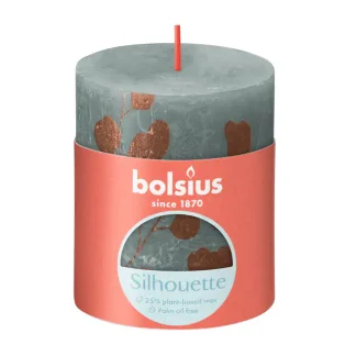 Bolsius Rustik Stumpenkerze Silhouette Eukalyptusgrün + Kupfer 8 cm