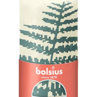 Bolsius Rustik Stumpenkerze Silhouette Weiche Perle+Farn 13 cm