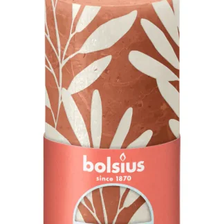 Bolsius Rustik Stumpenkerze Silhouette Rostiges Rosa + Salbei 13 cm