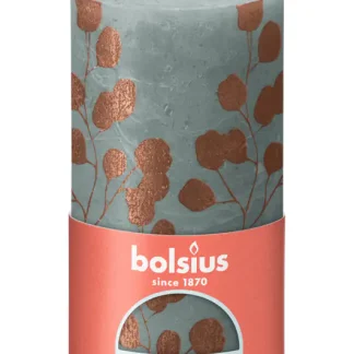 Bolsius Rustik Stumpenkerze Silhouette Eukalyptusgrün + Kupfer 13 cm