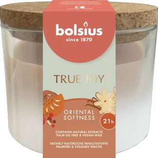 Bolsius Duftkerze mit Korkdeckel True Joy orange Oriental Softness
