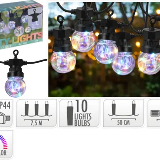 LED Lichterkette Party Lights RGB mit 10 Leuchtköpfen