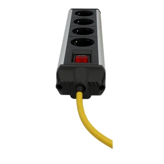 Stanley Steckdosenleiste 4-fach 2m mit Schalter, Aluminiumgehäuse, schwarz