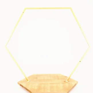 Dijk Metallsechseck goldfarben mit Holzständer 37,5 x 23,5 x 35 cm