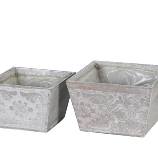 Dijk Pflanzer Holz hellgrau 13 x 13 x 9 cm