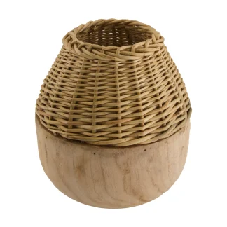 Dijk Vase aus Weide und Holz 25 x 25 cm natur