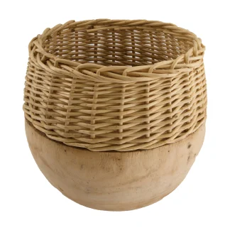 Dijk Vase aus Weide und Holz 29 x 28 cm natur