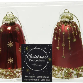 Kaemingk Weihnachtsbaumanhänger Glocke aus Glas rot