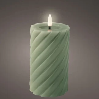 Kaemingk LED Kerze Wachs indoor grün Ø 7,5 x 14,8 cm