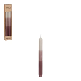 Mica Spitzkerze Dip-dye Stearin violett - 2 Stück