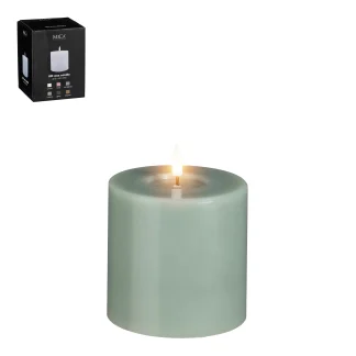 Mica LED Kerze grün, warm weiss, batteriebetrieben mit Timer 10 x Ø 10 cm