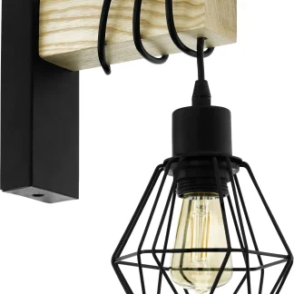 Eglo Wandleuchte Townshend 5 schwarz-braun 27,5 x 14 cm E27