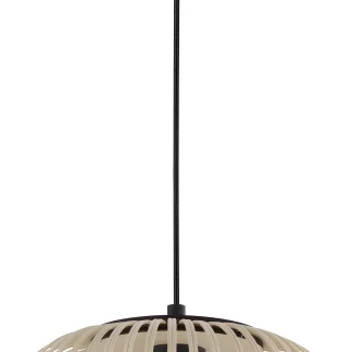 Eglo Pendelleuchte Bordesley schwarz-natur Ø 35 cm E27, max. 60 W