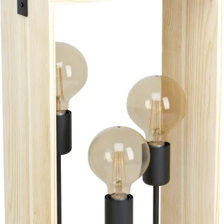 Eglo Tischleuchte Famborough schwarz-natur 56,5 x 30,5 cm 3-flammig E27