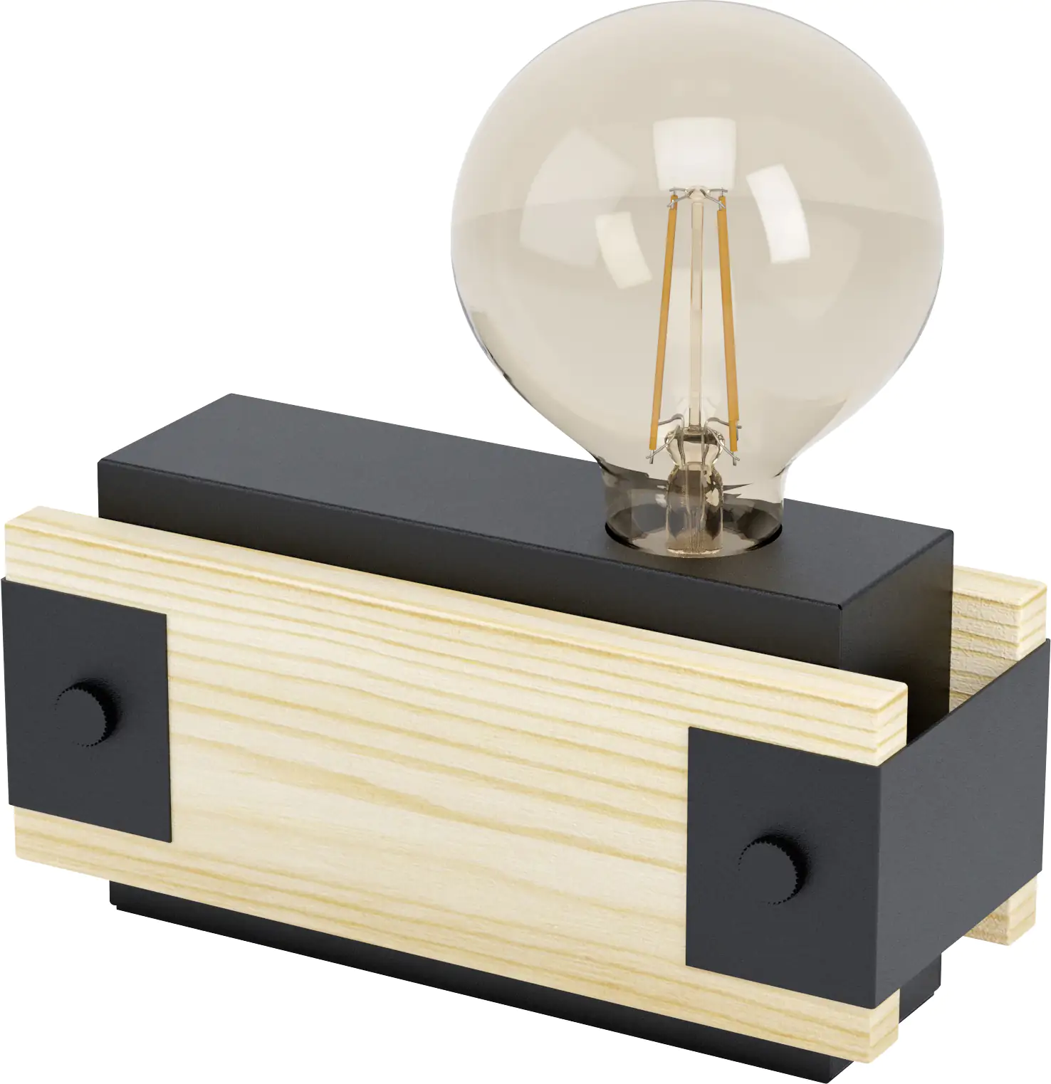 Eglo Tischleuchte Layham schwarz-braun 20 x 10 cm E27