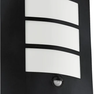 Eglo Außen-Wandleuchte City schwarz 26 x 23,5 cm mit Bewegungsmelder E27