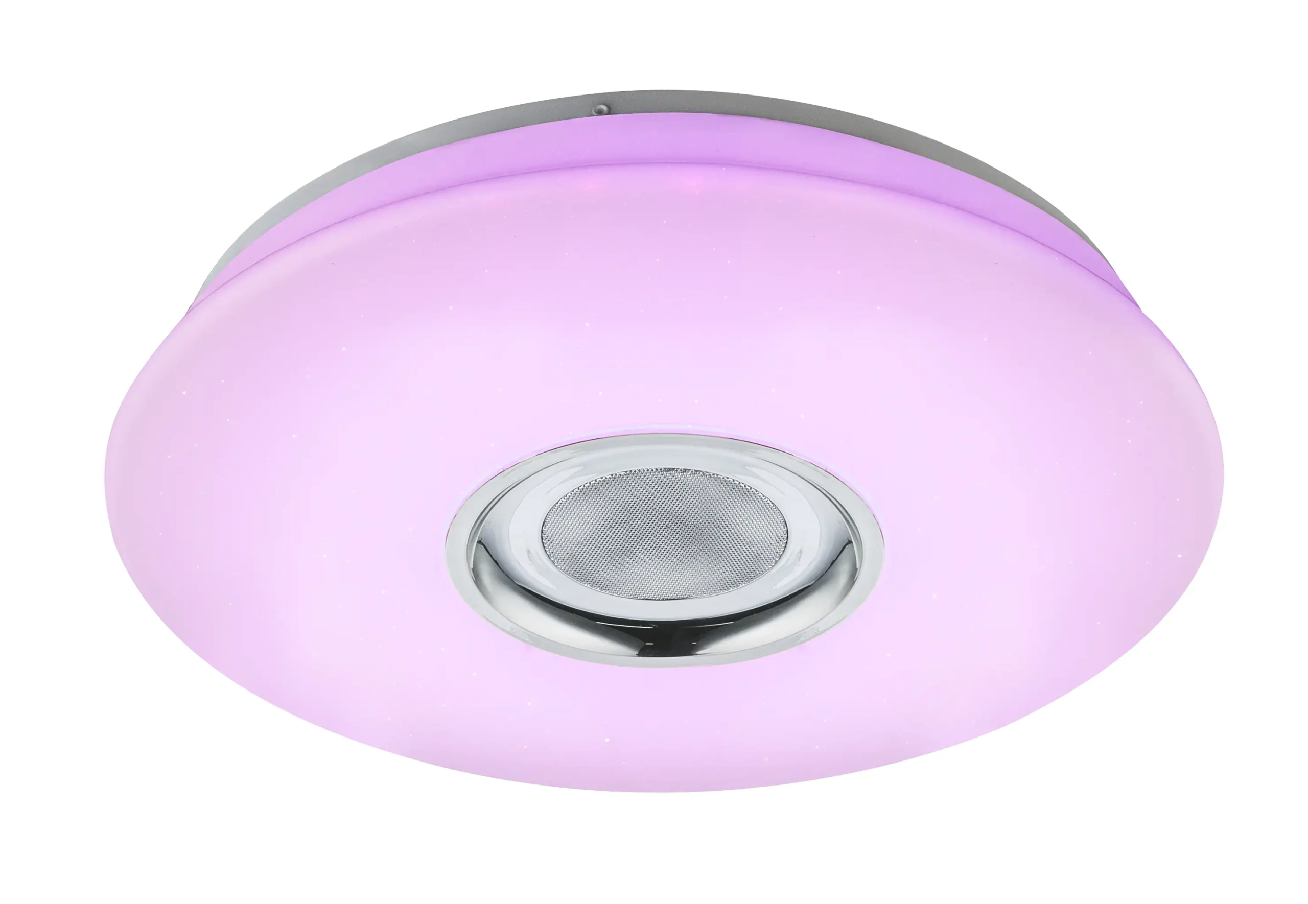 Globo LED Deckenleuchte weiß, sparcle Dekor, Lautsprecher, Farbwechsler