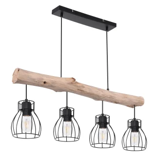 Globo Hängeleuchte Mina schwarz-holz 82,5 x 13,6 cm E27, max. 40 W