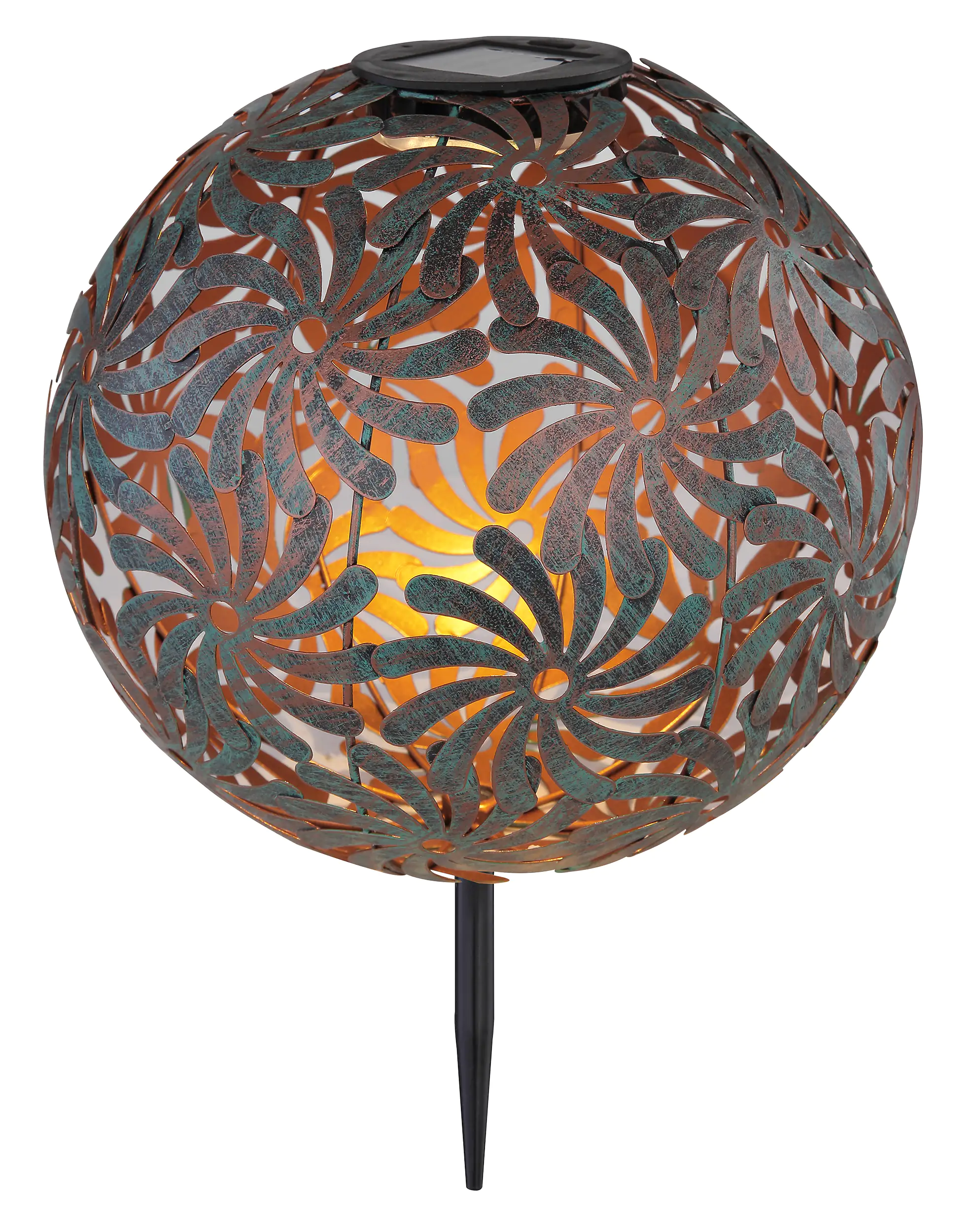 Globo Lighting LED Solarleuchte Kugel Metall goldfarben Erdspieß